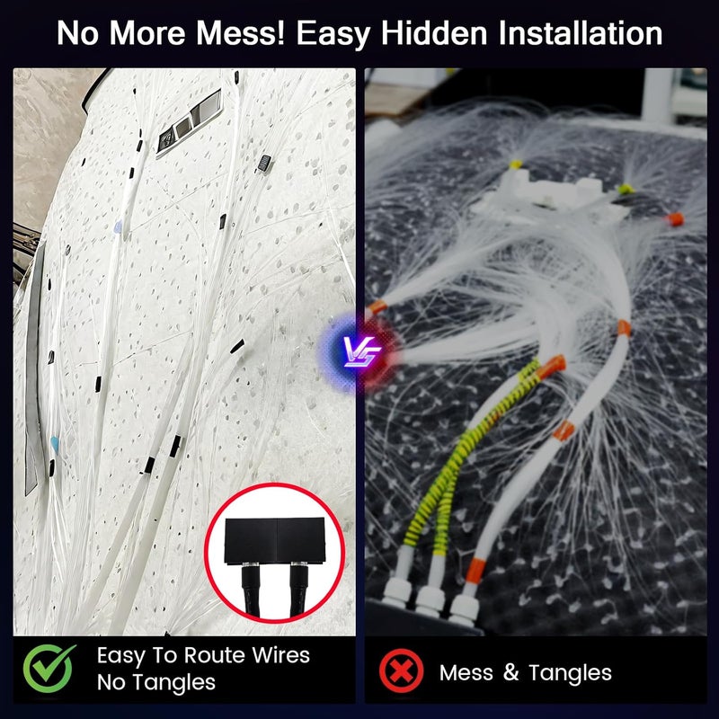 VASTFIRE Split Starlight Headliner Kit - 1200pcs 0.02in 4.9ft Fiber Optic RGBW Star Lights for Car with 6 Light Heads 16W Engine Easy to Hide,Flexible Wiring,APP/Remote Control for Car Roof Ceiling - Image 2